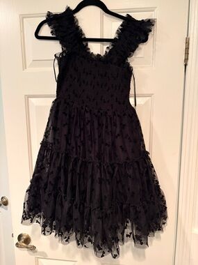 Worn once En Saison Black Ruffled Tulle Party Dress